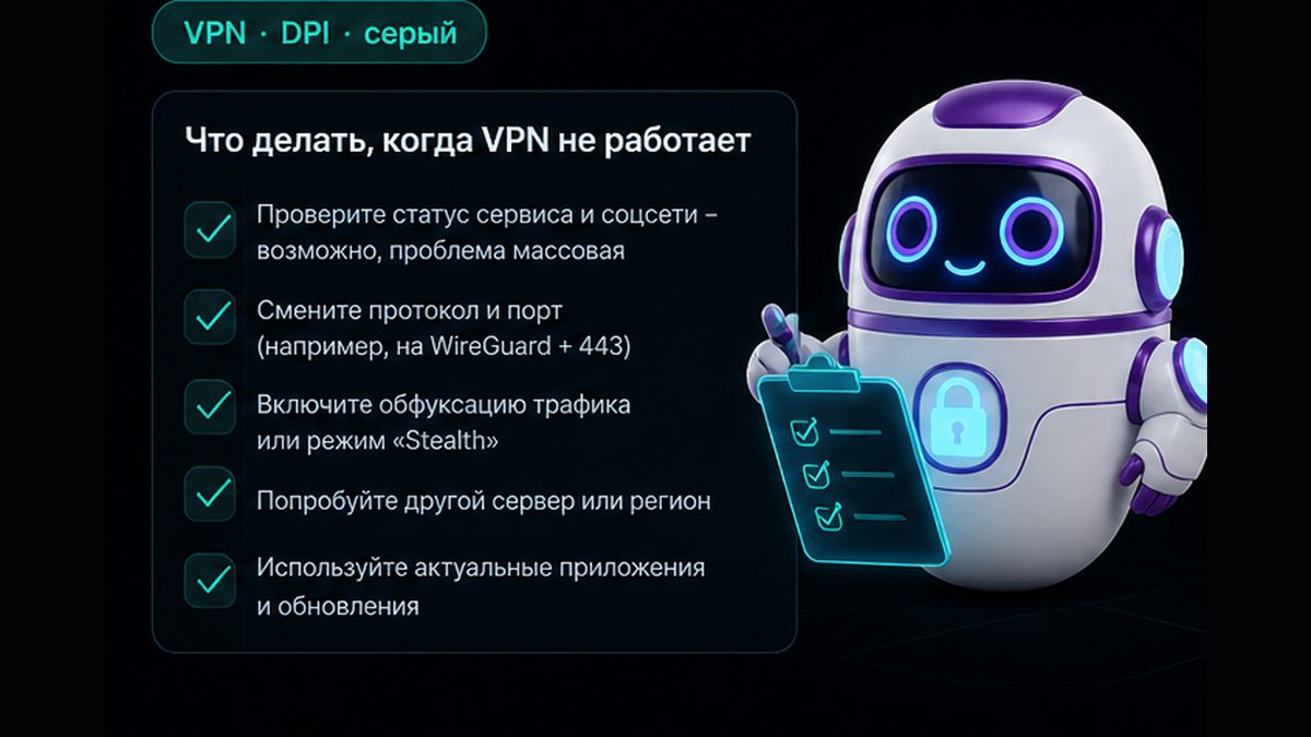 Иллюстрация: Почему не работает VPN: подсеть, DPI и «серый» IP хостинга