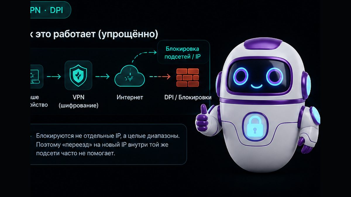 Иллюстрация: Где рвётся VPN: подсеть хостинга, DPI оператора или throttle